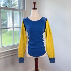 We the Free Fancy That Colorblock Tee Long Sleeve Henley Thermal Sporty Shirt Me